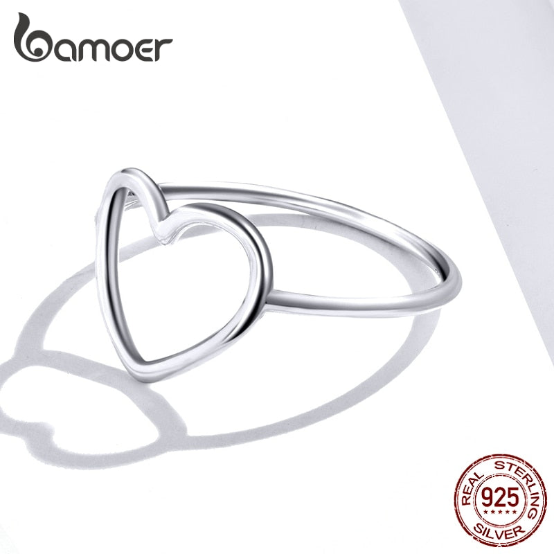 Anel Coração de Prata Bamoer