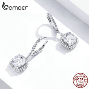 Brincos Zircão Quadrado Bamoer