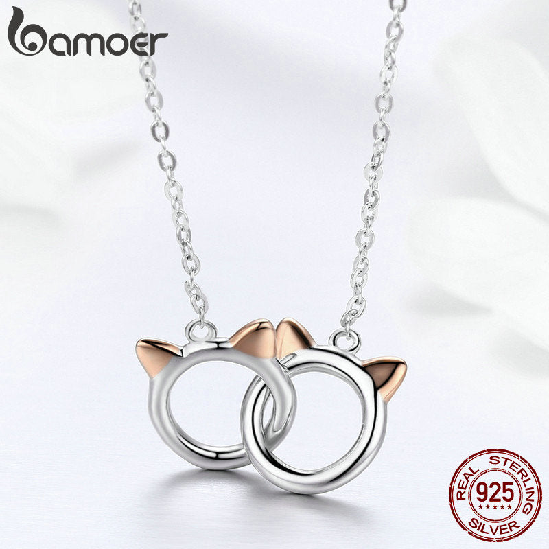 Corrente com pingente de gatinhos Bamoer