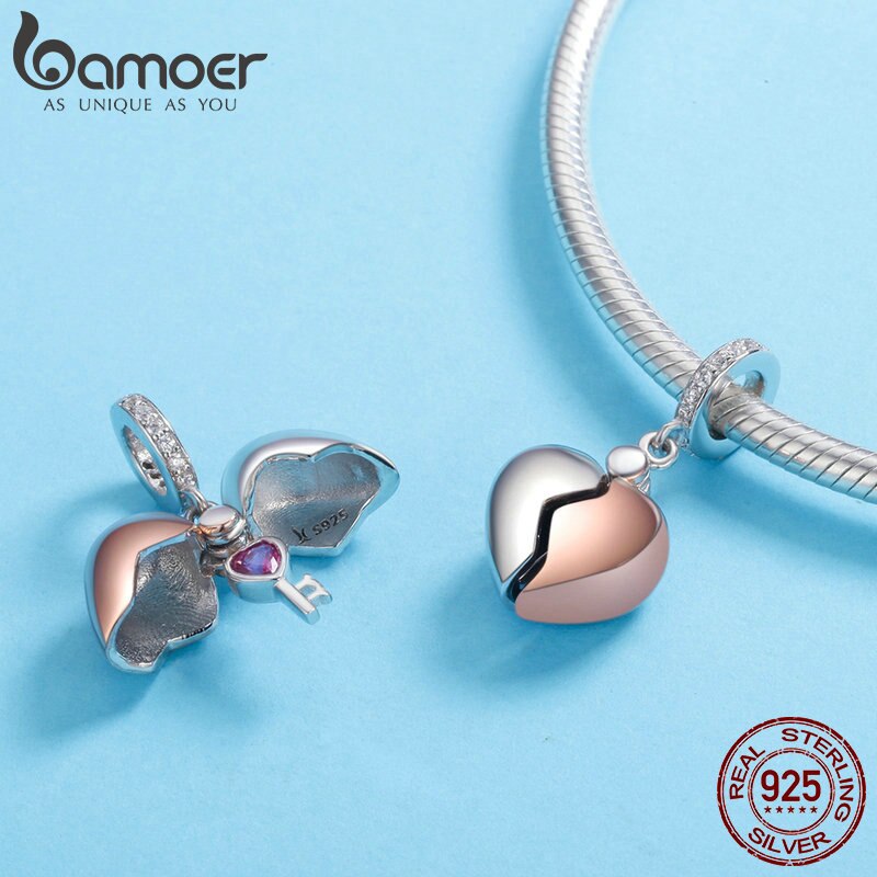Berloque com Argola A chave do coração Bamoer