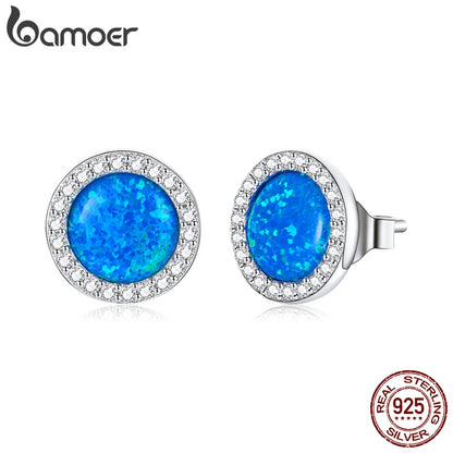 Brincos Opala Azul Simples Bamoer