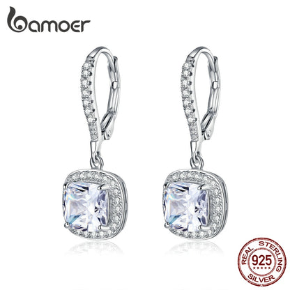 Brincos Zircão Quadrado Bamoer