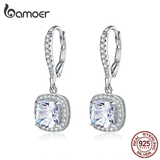 Brincos Zircão Quadrado Bamoer