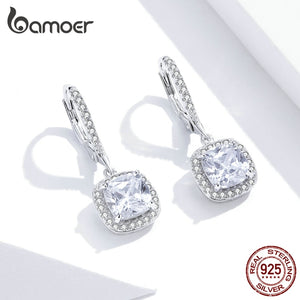 Brincos Zircão Quadrado Bamoer