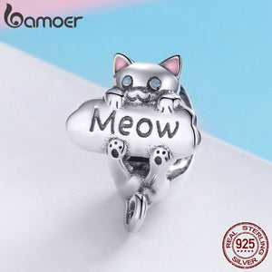 Pingente Gatinho Miau Prata Bamoer