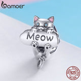 Pingente Gatinho Miau Prata Bamoer