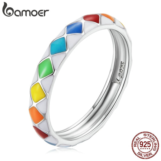Anel Arco Íris Xadrez Bamoer