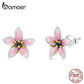 Brincos Flor de Cerejeira Rosa Bamoer