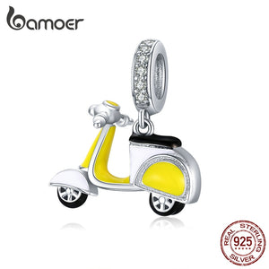 Pingente Motocicleta Amarela Bamoer