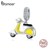 Pingente Motocicleta Amarela Bamoer