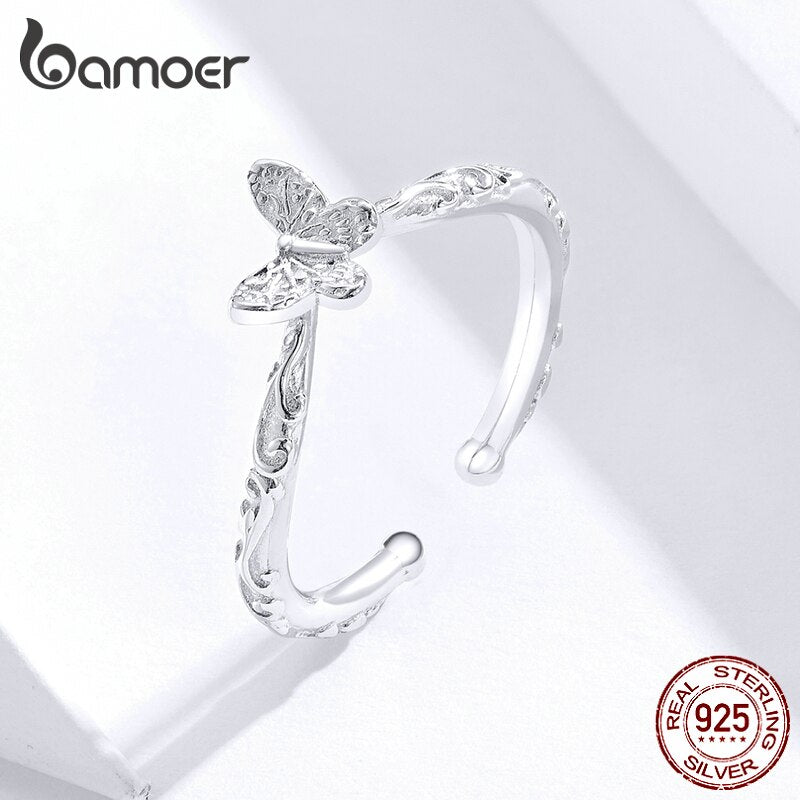 Anel Ajustável Borboleta Bamoer
