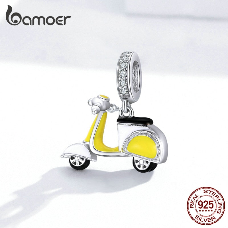Pingente Motocicleta Amarela Bamoer