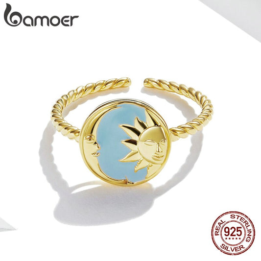 Anel Ajustável Sol & Lua Bamoer