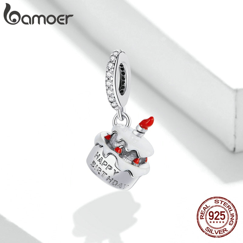 Berloque com Argola Bolo de Aniversário Bamoer