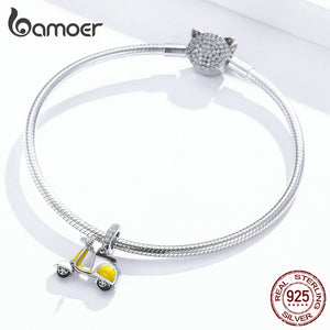 Pingente Motocicleta Amarela Bamoer