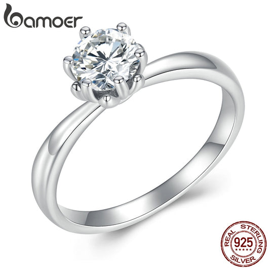 Anel de Prata com Pedra de Moissanite Bamoer