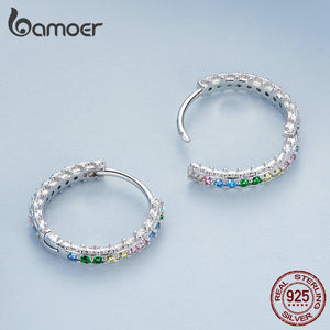 Brincos de Zircônia Colorida Bamoer