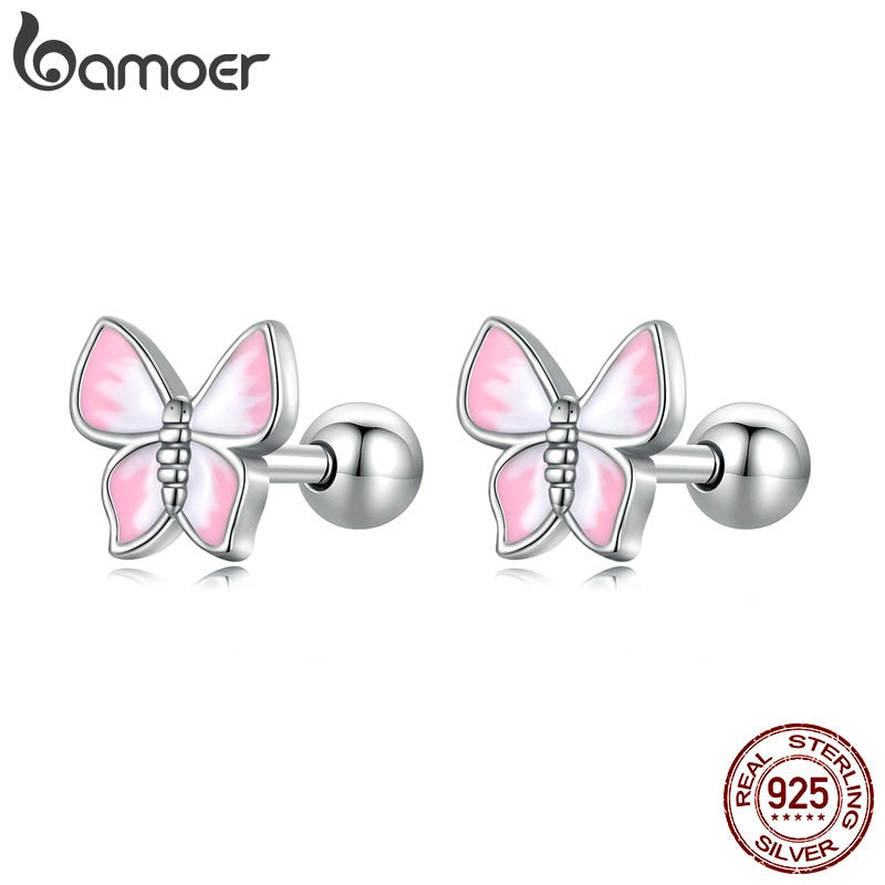 Brincos Borboleta Rosa Bamoer