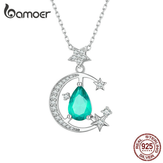 Colar com Pingente Estrela & Lua Bamoer