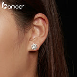 Brincos Floco de Neve Moissanite Bamoer
