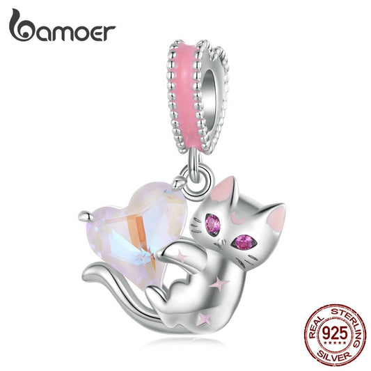 Berloque com Argola Gatinho Pendurado Bamoer