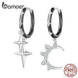 Brincos de Argola Lua & Estrela Bamoer