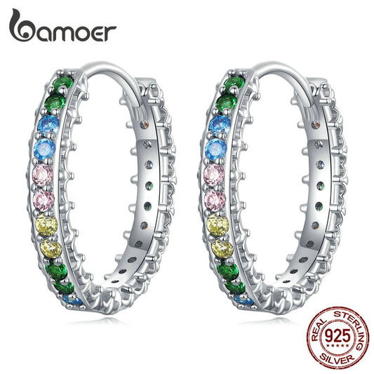 Brincos de Zircônia Colorida Bamoer