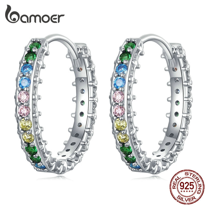 Brincos de Zircônia Colorida Bamoer