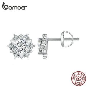 Brincos Floco de Neve Moissanite Bamoer