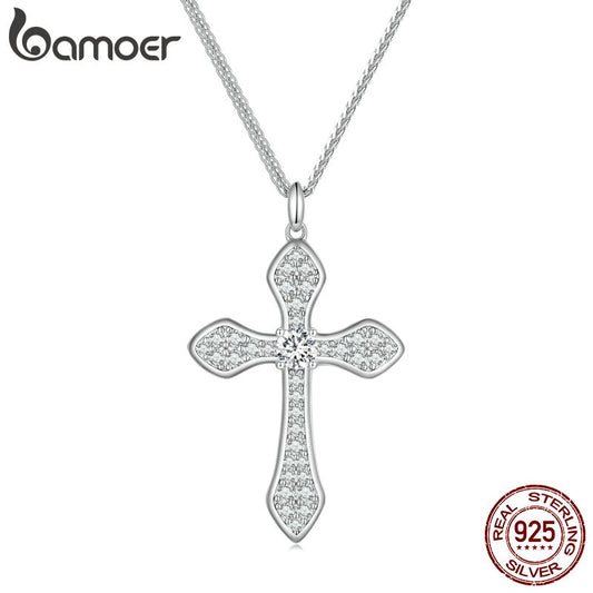 Colar com Pingente Cruz de Zirconita Bamoer