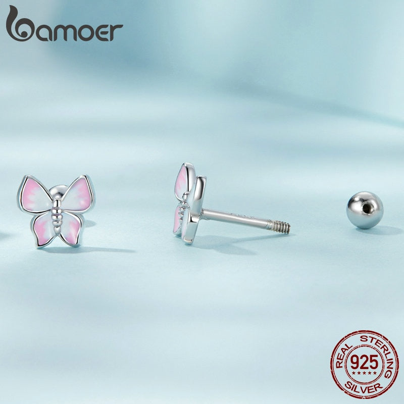 Brincos Borboleta Rosa Bamoer