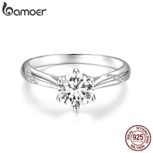 Anel Esmeralda Floral Moissanite Bamoer