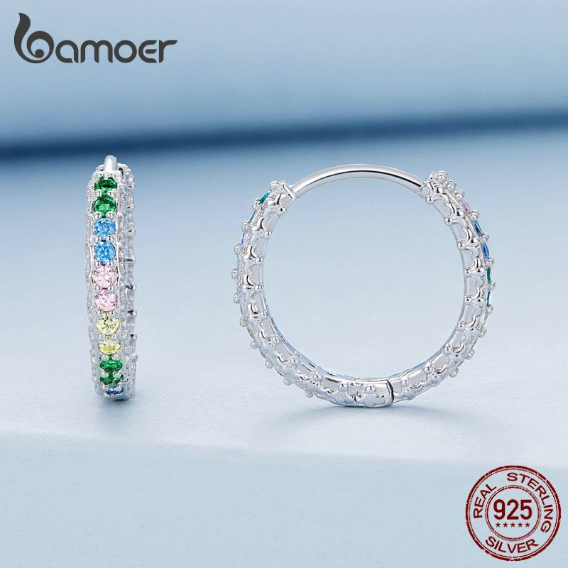 Brincos de Zircônia Colorida Bamoer