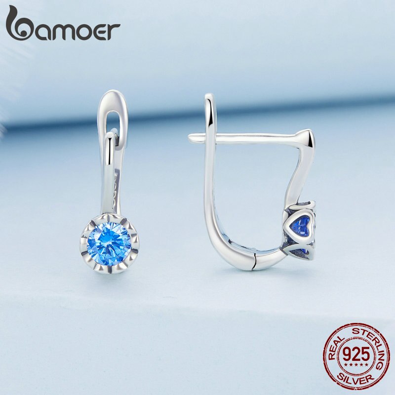 Brincos Zirconita Azul Simples Bamoer