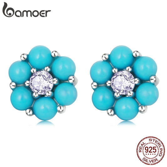 Brincos Flor Turquesa Bamoer