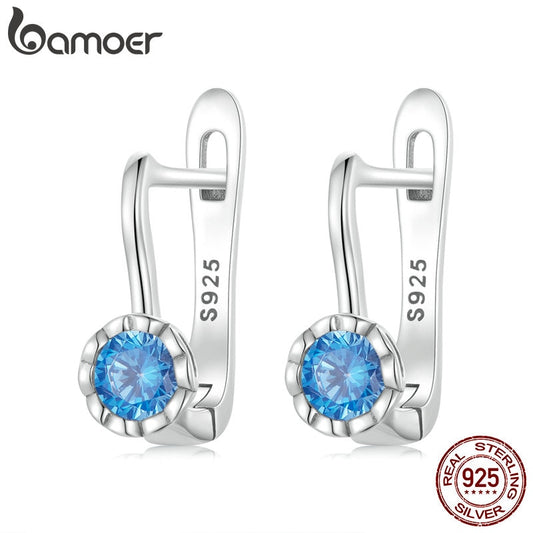 Brincos Zirconita Azul Simples Bamoer