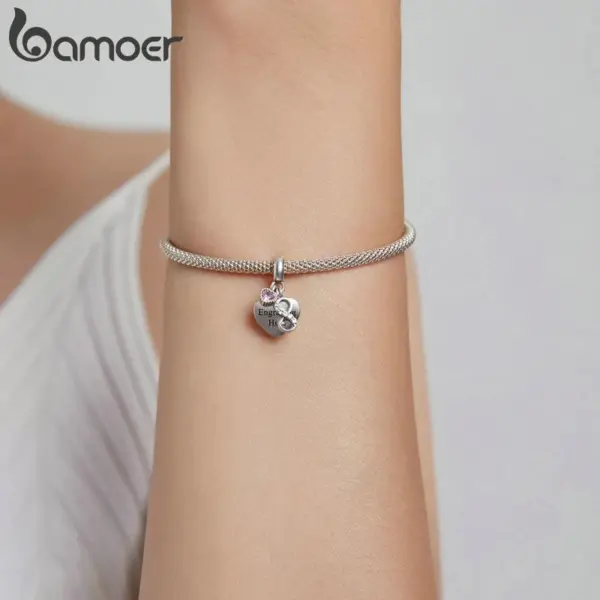 Berloque Coração Infinito Personalizado em Prata 925