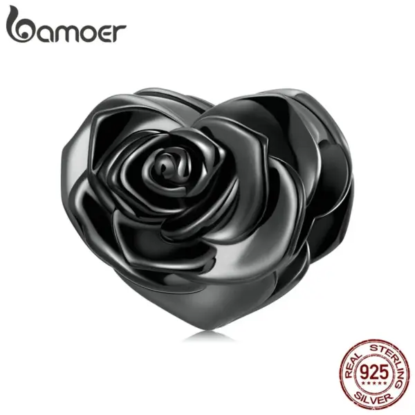 Pingente Rosa Negra Coração