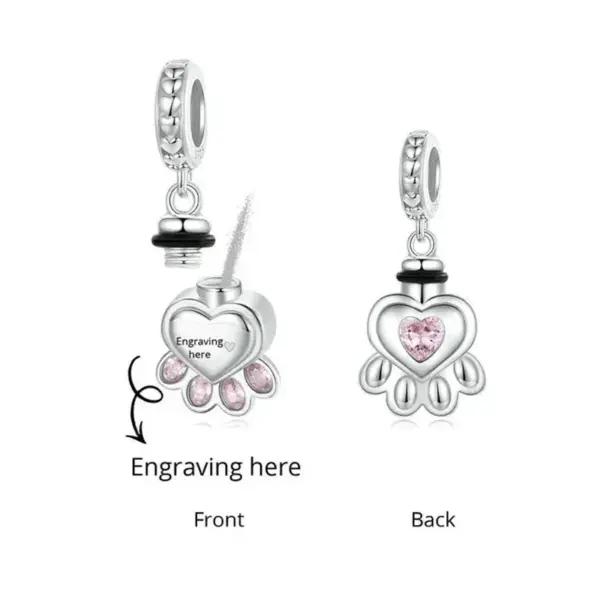 Berloque Amor Eterno Pet – Memorial com Cinzas e Nome Personalizado