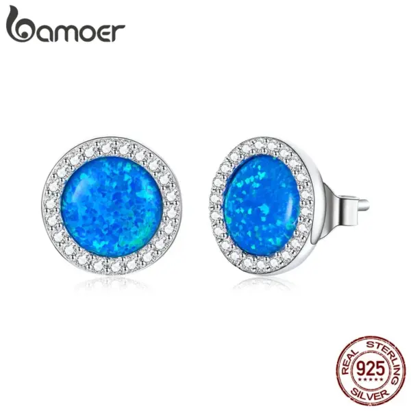 Brincos Opala Azul Simples
