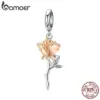 Berloque Bamoer Rosa Dourada em Prata 925