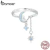 a990507d339aa210a3f4279d Anel Ajustável Lua e Estrela com Corrente em Prata 925