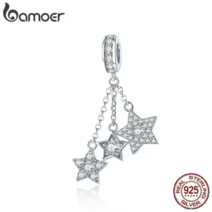 Berloque com Argola Estrelas Brilhantes