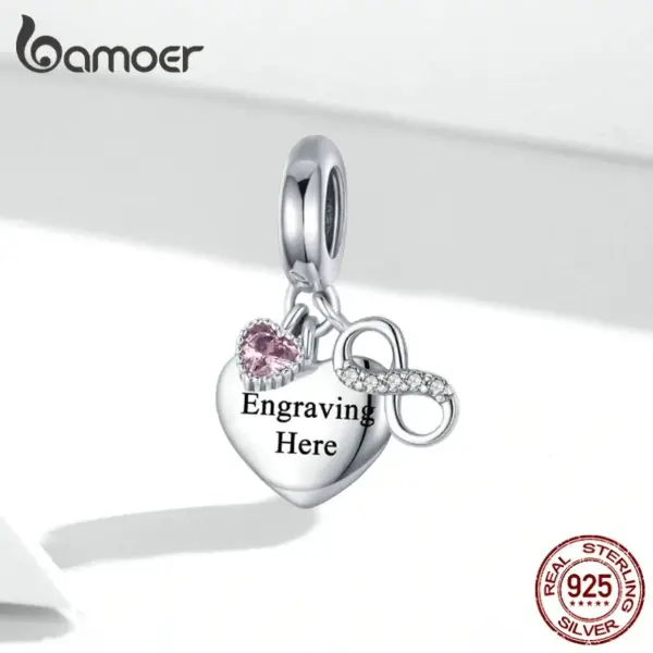 Berloque Coração Infinito Personalizado em Prata 925