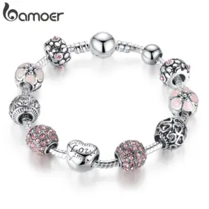 Bracelete com Berloques Banhado a Prata 925