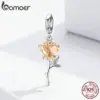 Berloque Bamoer Rosa Dourada em Prata 925