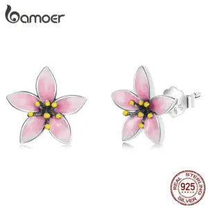 Brincos Flor de Cerejeira Rosa