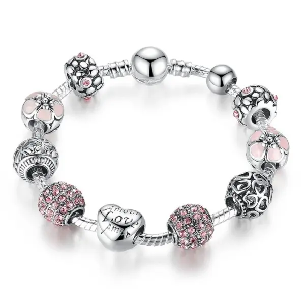 f3b3cc4d8d53d64e8f6c8389 Bracelete com Berloques Banhado a Prata 925