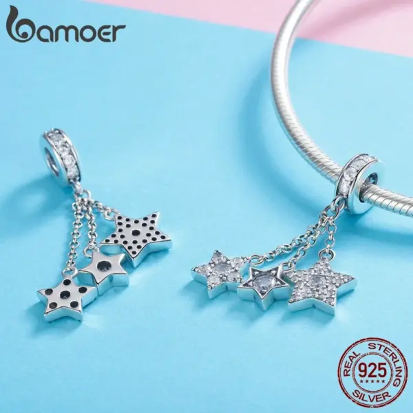 Berloque com Argola Estrelas Brilhantes