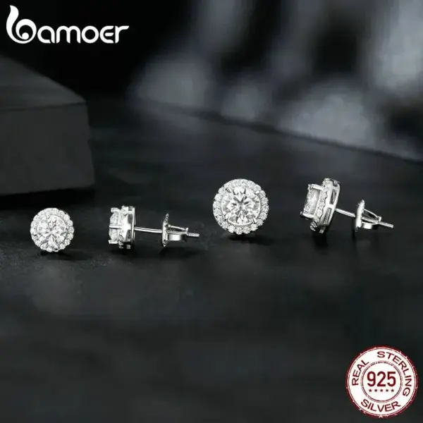 fba2bde5567e1cbc1af51cec Brincos Halo de Moissanite em Prata 925